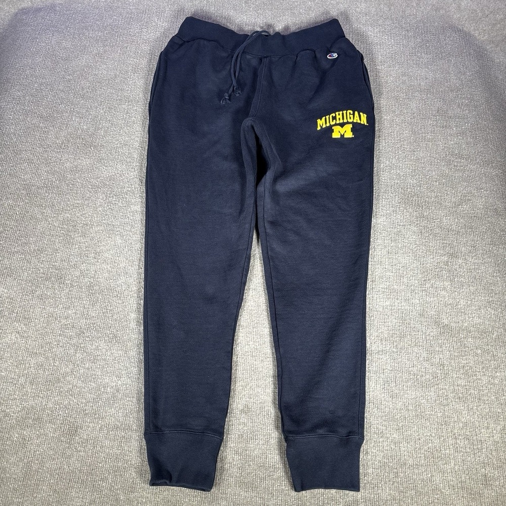 Champion Michigan Woverines Sweatpants Mens L Blue Reverse Weave Joggers Logo